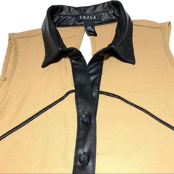 UK2LA Button Down Shirt, Faux Leather Lining Size Small - Picture 5 of 10